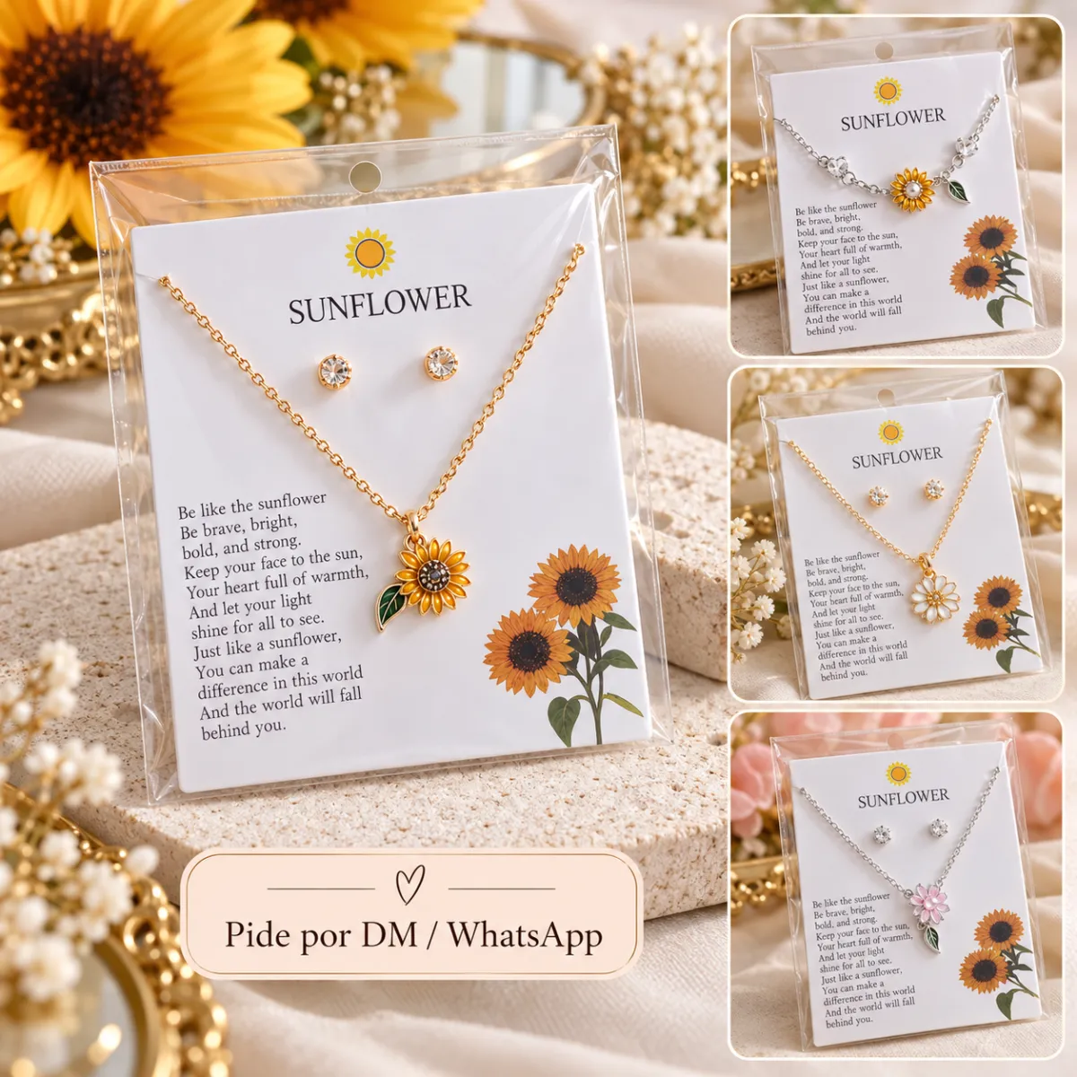 Collar Dije Girasol Con Arete 19