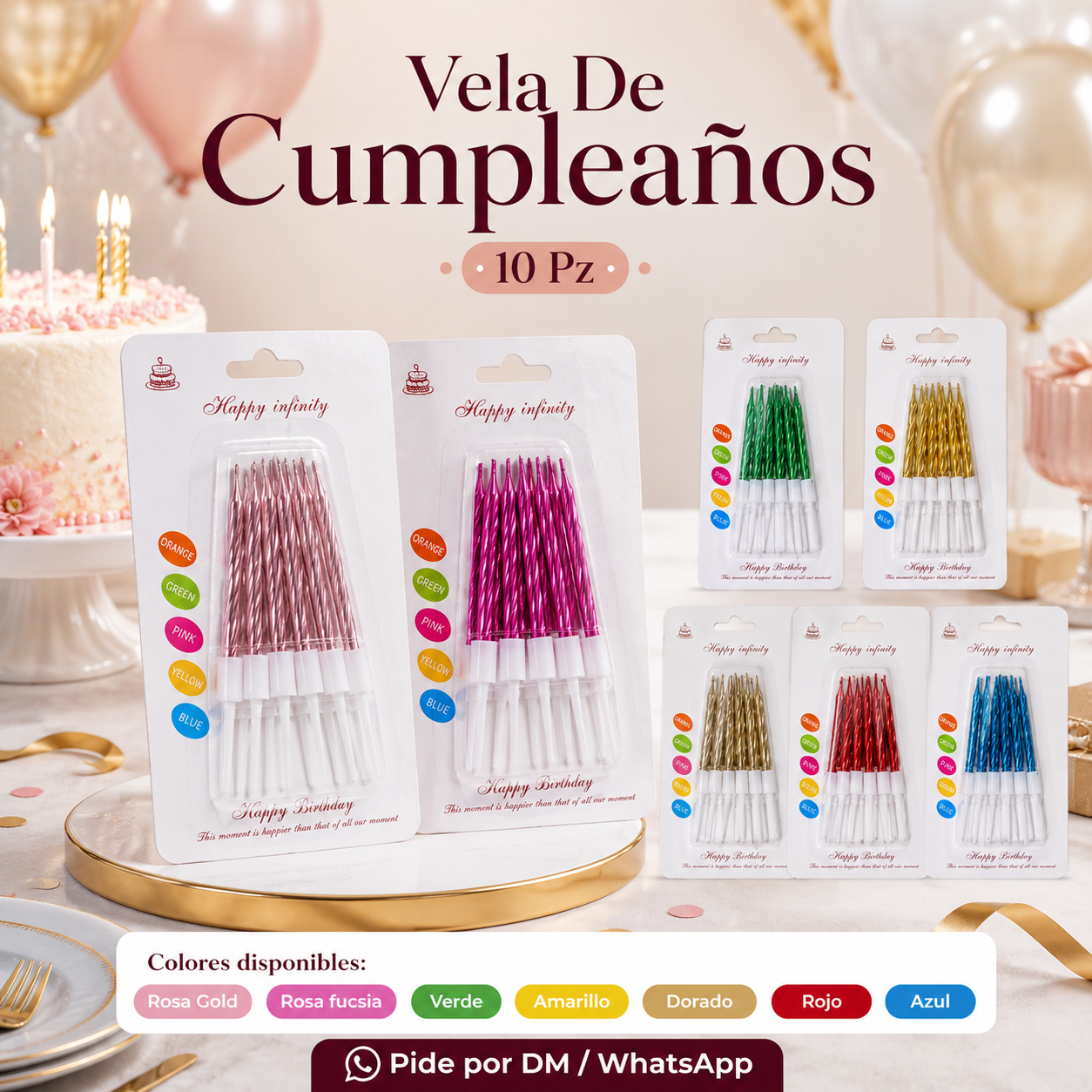 Vela De Cumpleaños 10 Pz